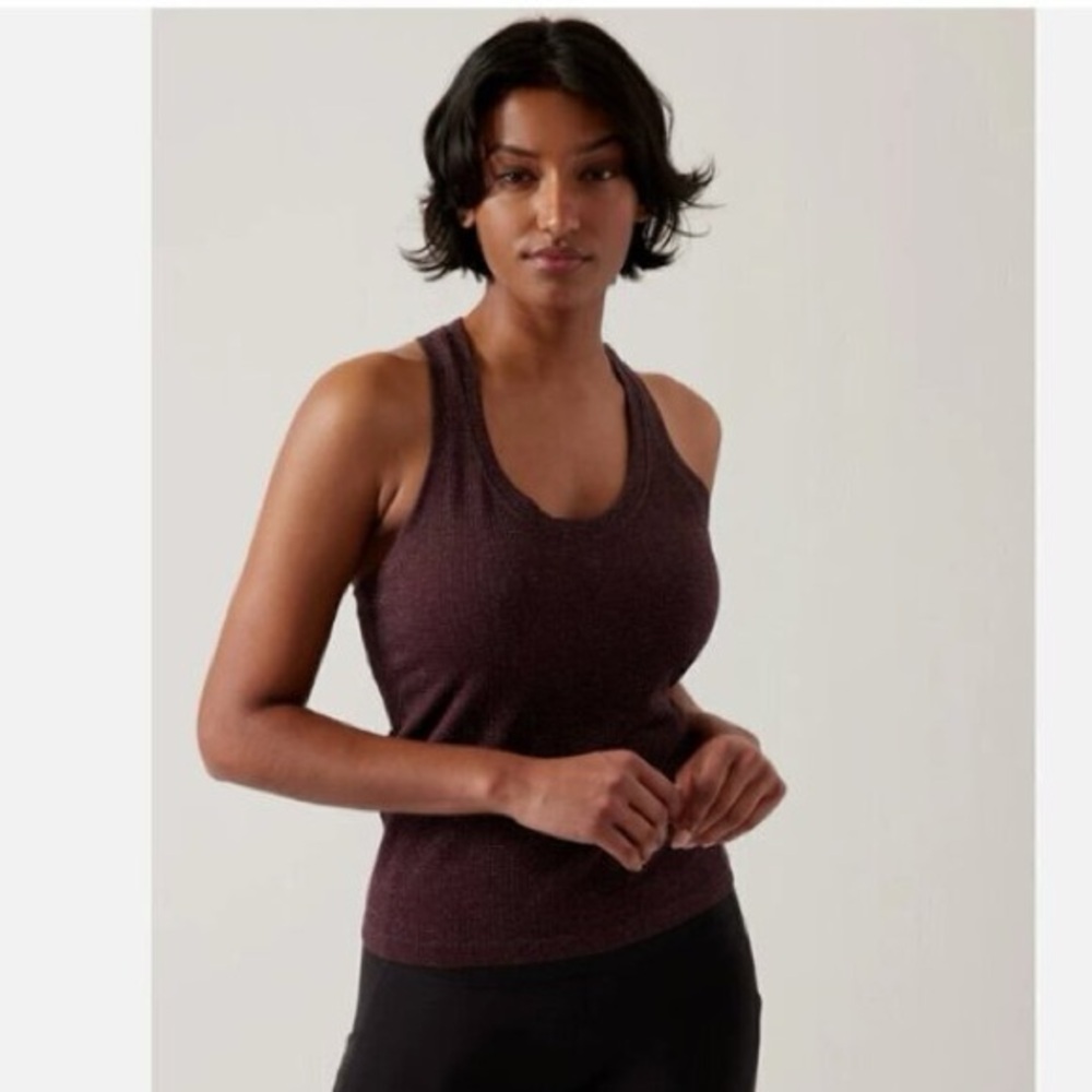 Athleta Momentum Seamless Racer Tank Spiced Cabernet Sparkle - M